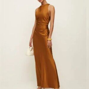 Reformation Anaiis Silk Dress Sz4 Copper